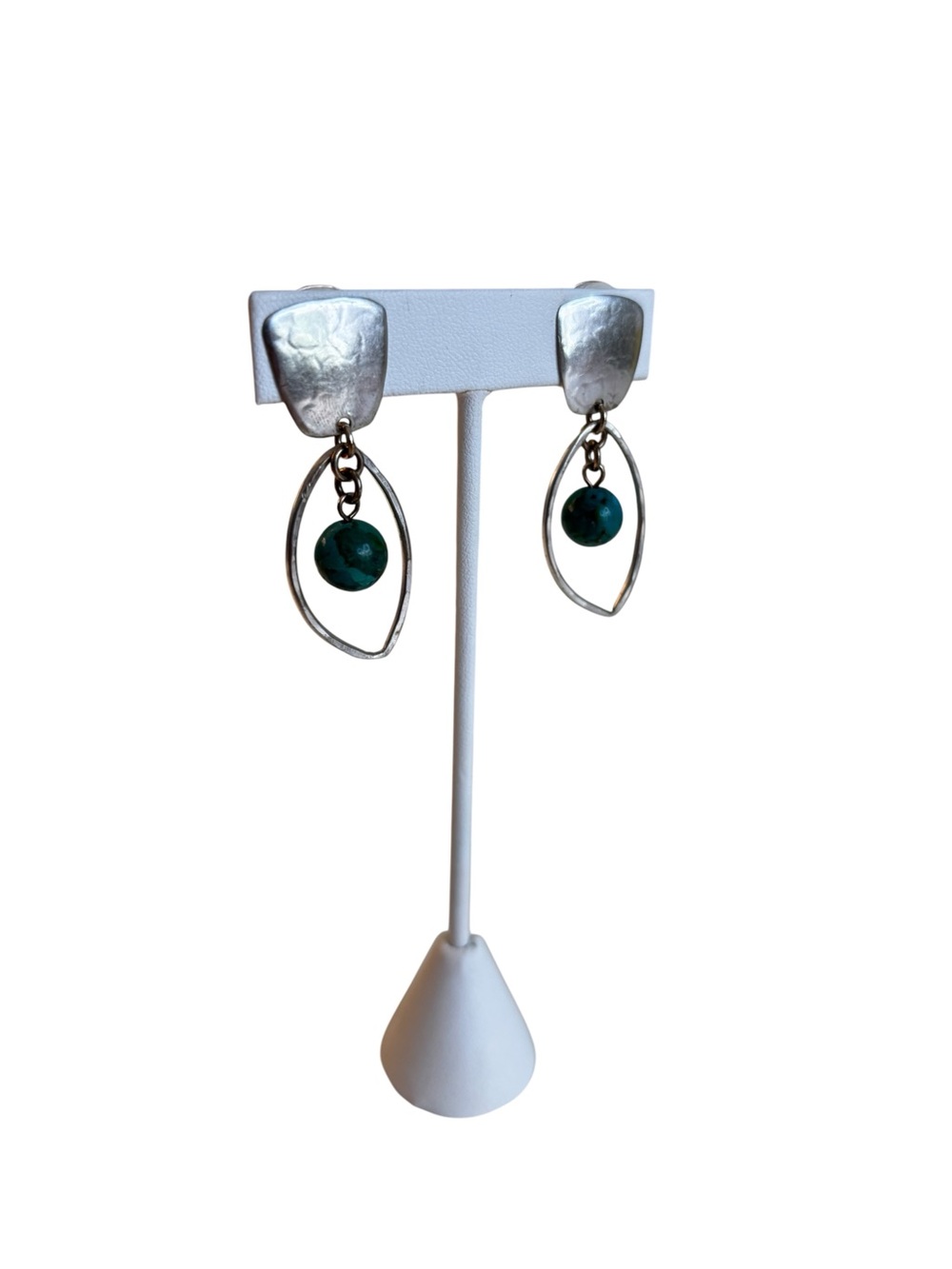 Marjorie Baer Floating Turquoise Oval Hoops
